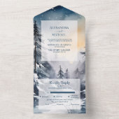 Invitation Tout En Un Mariage à l'aquarelle rustique avec un pin (À l'intérieur)