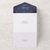 Invitation Tout En Un Mariage à script de signature céleste (Dehors)
