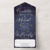 Invitation Tout En Un Mariage à script de signature céleste (À l'intérieur)