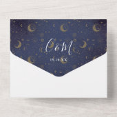 Invitation Tout En Un Mariage à script de signature céleste (Verso)