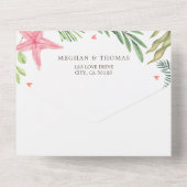 Invitation Tout En Un Mariage à thème de plage tropicale avec code QR RS (Verso)