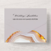 Invitation Tout En Un Mariage Abstrait en Agate Tranchée (Verso)