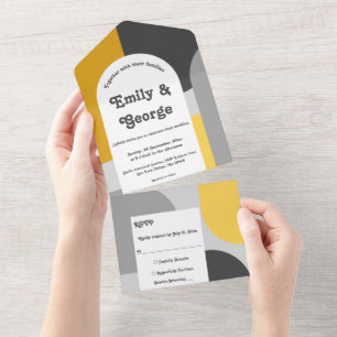Invitation Tout En Un Mariage Abstrait Super Black Silver