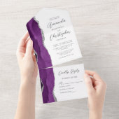 Invitation Tout En Un Mariage Agate Violet Argent (Déchirure)