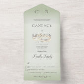 Invitation Tout En Un Mariage Anneaux Moderne Sage Vert Dîner (À l'intérieur)