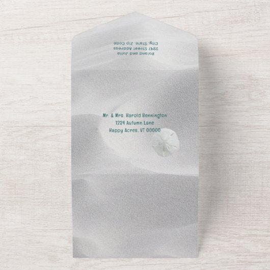 Invitation Tout En Un Mariage Anniversaire de fête Sable Dollar Code QR (Dehors)