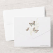Invitation Tout En Un Mariage aqua marron papillons photo repas RSVP (Verso)