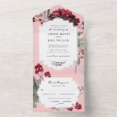 Invitation Tout En Un Mariage Aquarelle de Noël avec feuillage floral (À l'intérieur)