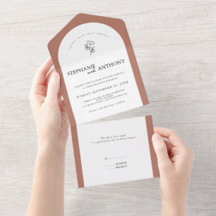 Invitation Tout En Un Mariage Arc Fleur sauvage en terre cuite botanique