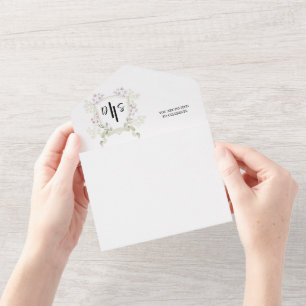 Invitation Tout En Un Mariage Armoirie Monogramme Fleur Sauvage Crépuscu