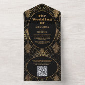 Invitation Tout En Un Mariage art déco géométrique de code QR (À l'intérieur)