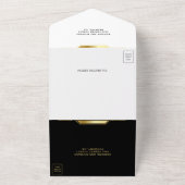 Invitation Tout En Un Mariage Art déco Hexagon Frame Black and Gold Foil (Dehors)