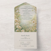 Invitation Tout En Un Mariage Art Nouveau Ivory Vert Fleurs (À l'intérieur)