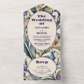 Invitation Tout En Un Mariage Art Nouveau Purple Iris (À l'intérieur)