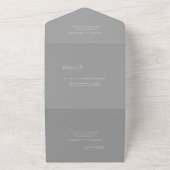 Invitation Tout En Un Mariage au fusain gris photo moderne RSVP (Dehors)