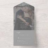 Invitation Tout En Un Mariage au fusain gris photo moderne RSVP (À l'intérieur)