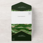 Invitation Tout En Un Mariage au marbre vert émeraude et agate dorée (Dehors)