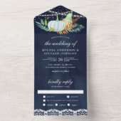 Invitation Tout En Un Mariage automnal de citrouilles blanches avec dent (À l'intérieur)