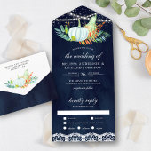 Invitation Tout En Un Mariage automnal de citrouilles blanches avec dent