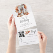 Invitation Tout En Un Mariage Automne Porte Avant Rsvp QR Code (Déchirure)