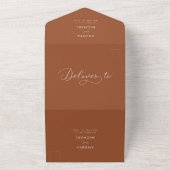Invitation Tout En Un Mariage Automne Terracotta Script Code QR (Dehors)