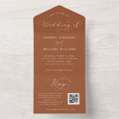 Invitation Tout En Un Mariage Automne Terracotta Script Code QR (À l'intérieur)
