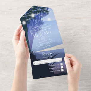 Invitation Tout En Un Mariage aux bocaux de maçon de forêt de lac en boi