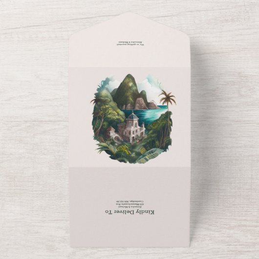 Invitation Tout En Un Mariage aux Caraïbes Aquarelle Tout Compris (Dehors)