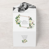 Invitation Tout En Un Mariage aux Roses Blanches Élégantes (Dehors)