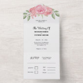 Invitation Tout En Un Mariage aux Roses Rouges Clair (À l'intérieur)