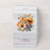 Invitation Tout En Un Mariage aux tournesols aquarelle rustique (Dehors)