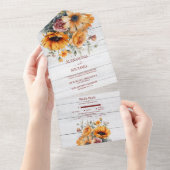 Invitation Tout En Un Mariage aux tournesols aquarelle rustique (Déchirure)