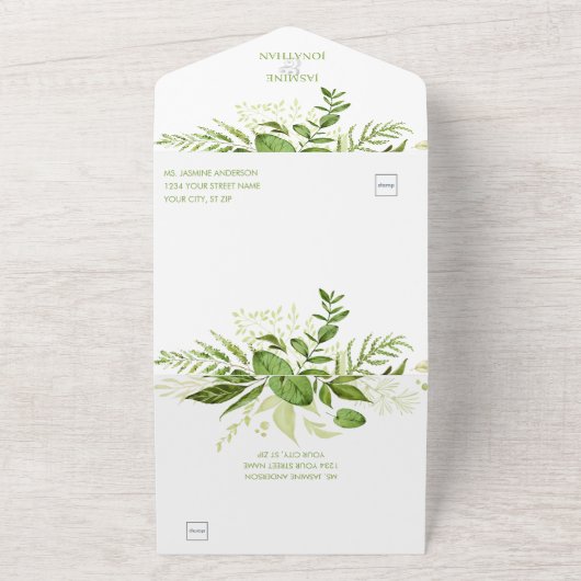 Invitation Tout En Un Mariage avec couronne rustique botanique de Wildwo (Dehors)