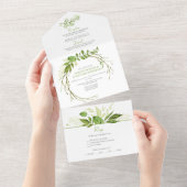 Invitation Tout En Un Mariage avec couronne rustique botanique de Wildwo (Déchirure)