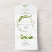 Invitation Tout En Un Mariage avec couronne rustique botanique de Wildwo (À l'intérieur)