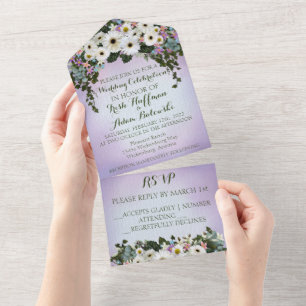 Invitation Tout En Un Mariage avec Guirlande de Marguerites Gerbera