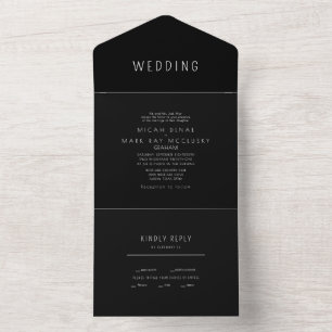 Invitation Tout En Un Mariage B/W élégant contemporain