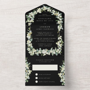 Invitation Tout En Un Mariage Baie de sureau + Eucalyptus Réception seul