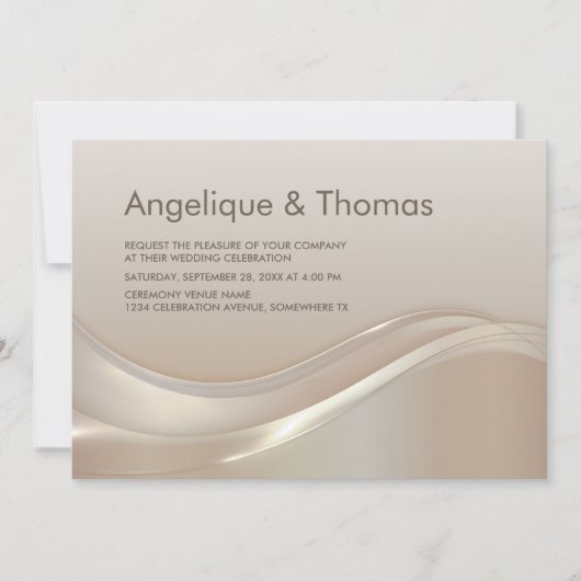 Invitation Tout en un Mariage beige élégant (Devant)