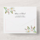 Invitation Tout En Un Mariage blanc, blanc, rose floral gris clair (Verso)