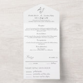 Invitation Tout En Un Mariage blanc et noir minimal (À l'intérieur)