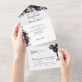 Invitation Tout En Un Mariage blanc gothique classique (Déchirure)