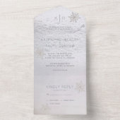 Invitation Tout En Un Mariage blanc hiver Silver Snowflake tout en un (À l'intérieur)
