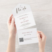 Invitation Tout En Un Mariage blanc | QR Code Tout en un (Déchirure)