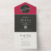 Invitation Tout En Un Mariage blanc rose moderne (À l'intérieur)