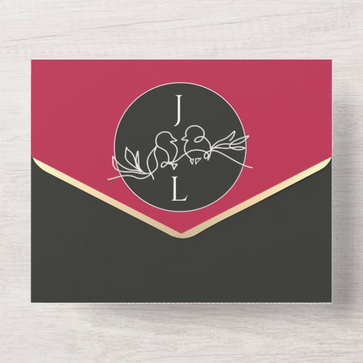 Invitation Tout En Un Mariage blanc rose moderne (Verso)