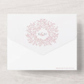 Invitation Tout En Un Mariage blanc rose pâle feuille photo repas RSVP (Verso)