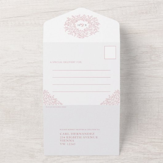 Invitation Tout En Un Mariage blanc roux feuille (Dehors)