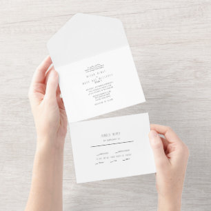 Invitation Tout En Un Mariage blanc simple contemporain