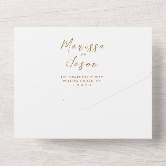 Invitation Tout En Un Mariage blanc simple et élégant (Verso)